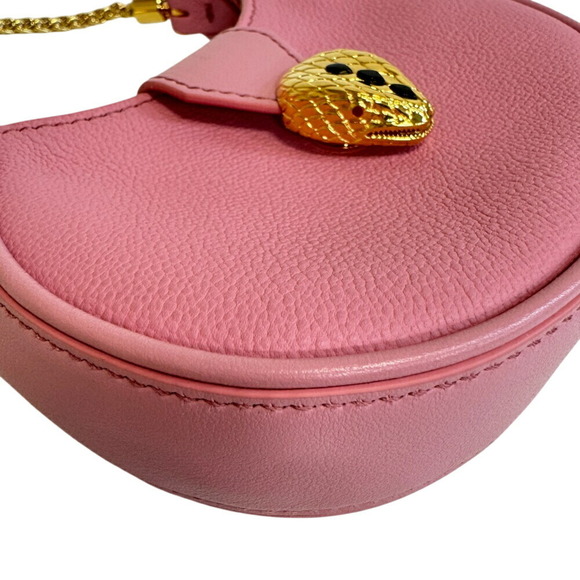 BVLGARI Ellipse Micro Chain Shoulder Bag, Snake Serpenti Pink, Women's - Picture 4 of 12